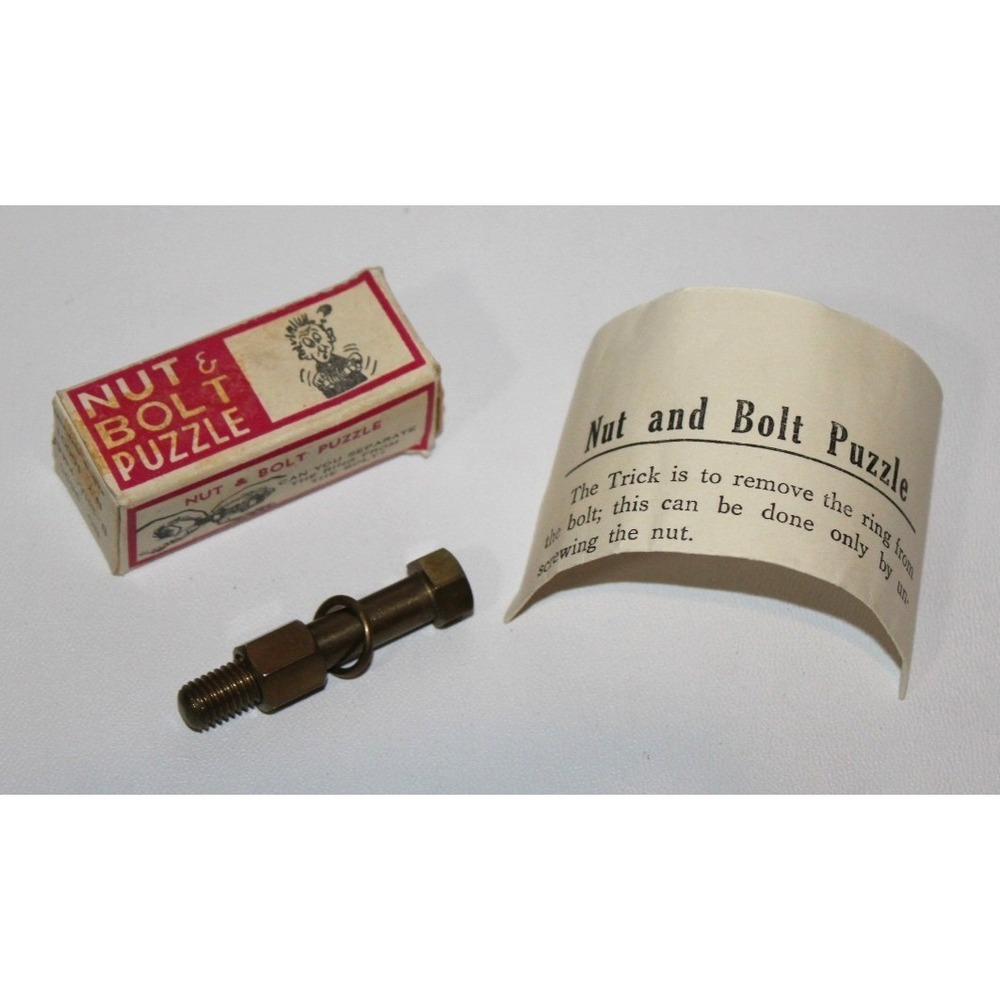 vintage Nut & Bolt Puzzle B. Shackman No. 9655 in box Made in Hong Kong